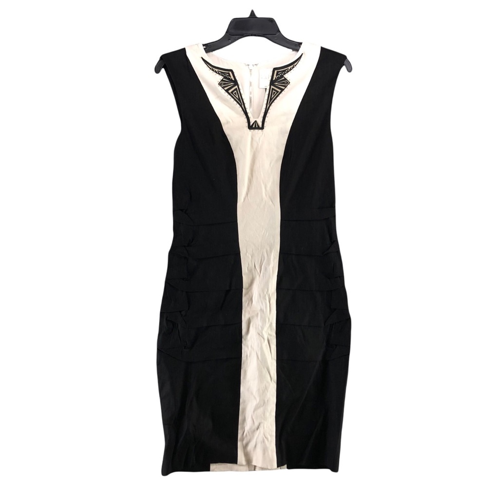 Nicole Miller size 6 black and white midi length dress